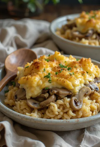 Βίγκαν ογκρατέν μανιταριών σερβιρισμένο