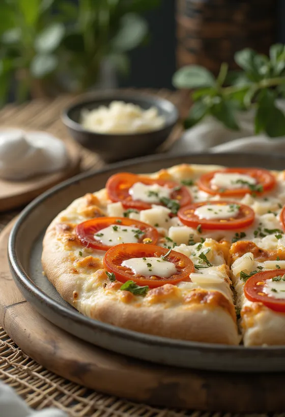 Pizza al Mascarpone με βασιλικό και παρμεζάνα