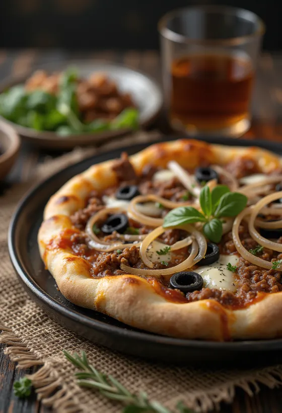 Pizza Libyenne σερβιρισμένη