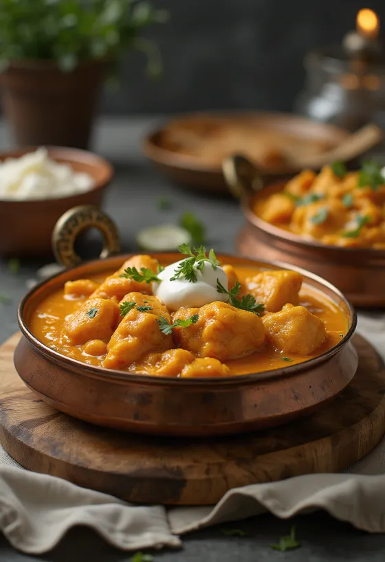 Chicken Makhani, ινδικό κοτόπουλο σε σάλτσα βουτύρου διακοσμημένο με φρέσκο κόλιανδρο