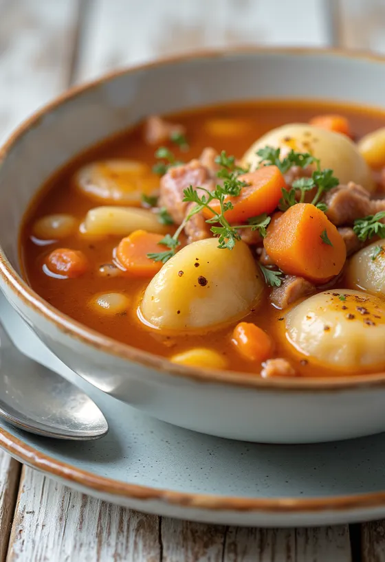 Σούπα γκούλας χωρίς κρέας, πλούσια σε λαχανικά και πάπρικα.