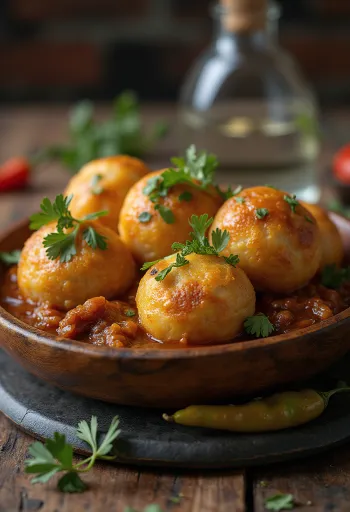 Litti με μοσχαρίσιο κρέας, σερβιρισμένο με φρέσκο κόλιανδρο