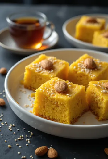 Λιβανέζικο γλυκό Sfouf σερβιρισμένο