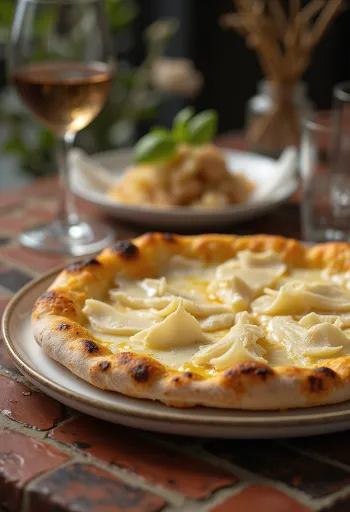 Pizza al Tartufo Bianco με λευκή τρούφα και τυριά