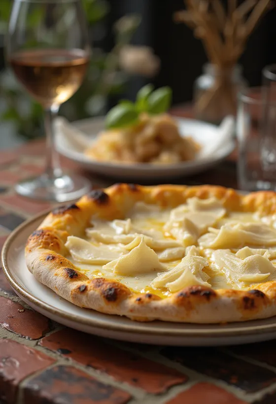 Pizza al Tartufo Bianco με λευκή τρούφα και τυριά