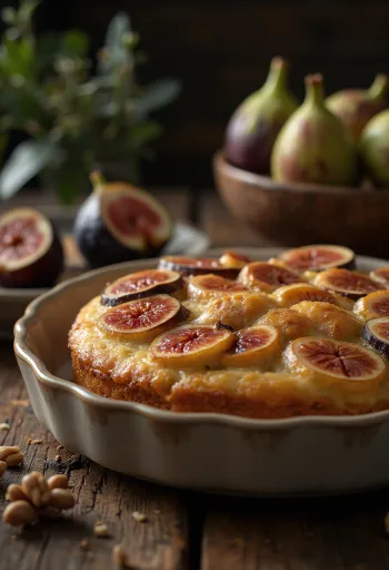 Τούρτα με σύκα και καρύδια σερβιρισμένη