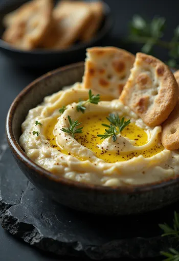 Μελιτζανοσαλάτα με πίτα και φρέσκο μαϊντανό