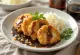 Aubergine katsu, τραγανή παναρισμένη μελιτζάνα με σάλτσα tonkatsu