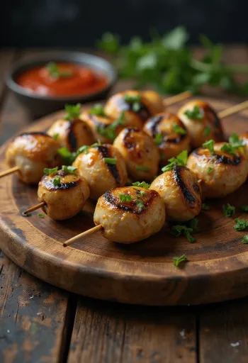 Satay μανιταριών, ψητά καλαμάκια μανιταριών με φρέσκα λαχανικά