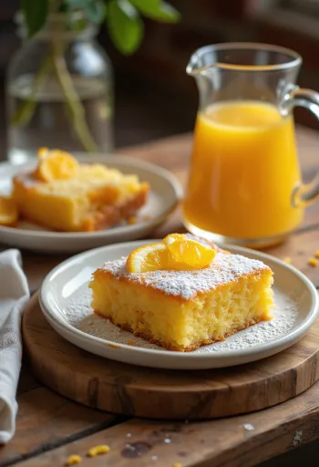 Κέικ με μέλι και πορτοκάλι σερβιρισμένο