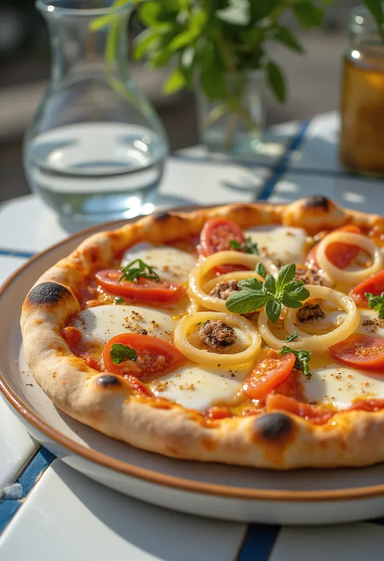 Pizza Pugliese με κρεμμύδι και αντζούγια