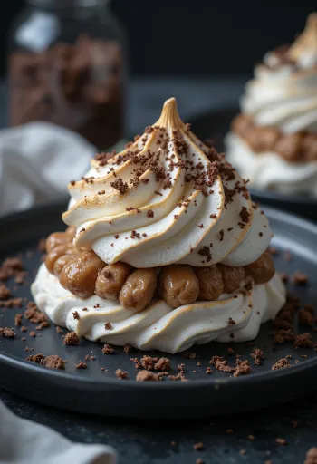 Μαρέγκες με κάστανο σερβιρισμένες