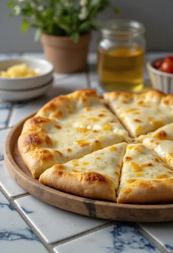 Pizza alla Crema με κρεμώδη τυριά και βασιλικό