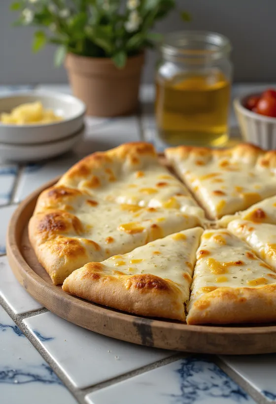 Pizza alla Crema με κρεμώδη τυριά και βασιλικό