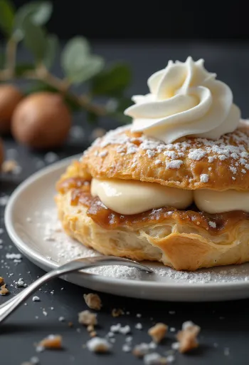 Μιλφέιγ με κρέμα κάστανο σερβιρισμένο