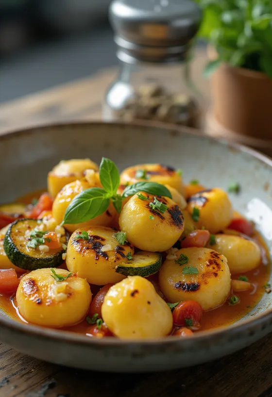 Ψητά gnocchi σερβιρισμένα