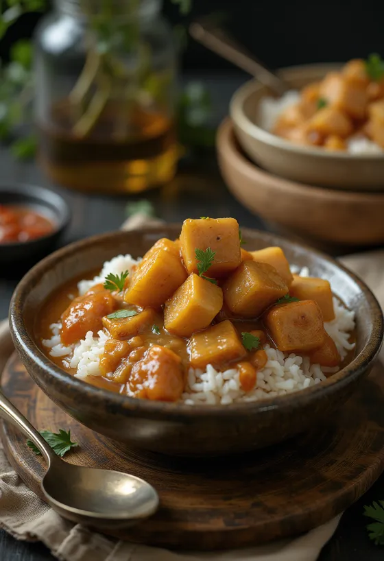 Gudeg με τέμπε, ινδονησιακό πιάτο με συνδυασμό jackfruit και τέμπε, σε πλούσια σάλτσα γάλακτος καρύδας