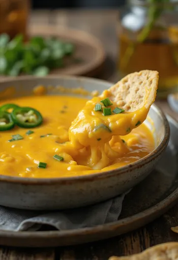 Σάλτσα τυριού με χαλαπένιο σερβιρισμένη