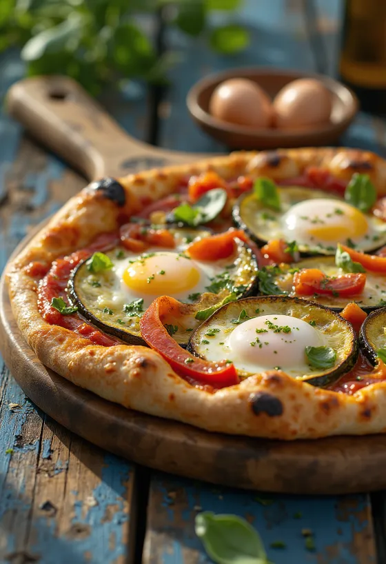 Pizza alla Griglia με ψητά λαχανικά