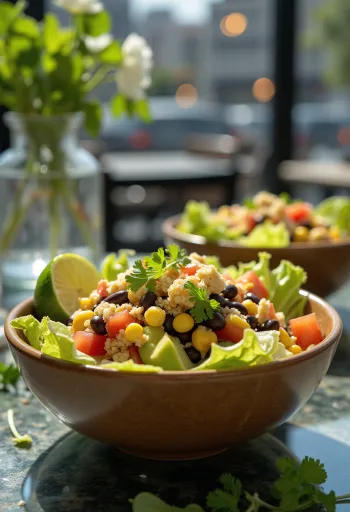 Βίγκαν σαλάτα τάκο με τσιπς τορτίγιας και λαχανικά