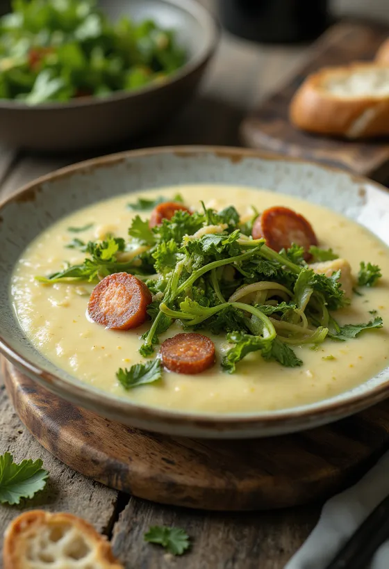 Caldo Verde με λευκό κρασί, πλούσια και νόστιμη πορτογαλική σούπα σερβιρισμένη