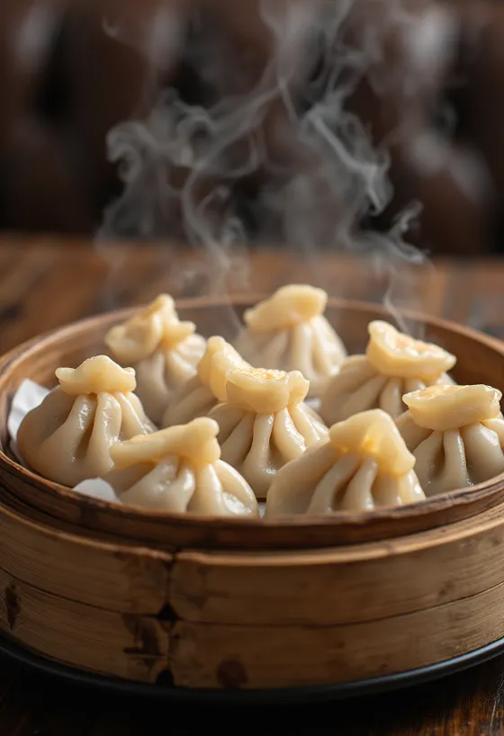 Dim sum με χοιρινό σερβιρισμένο