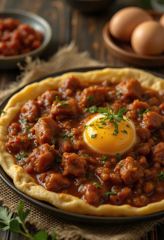 Doro wat σερβιρισμένο με βραστό αυγό και πίτες injera