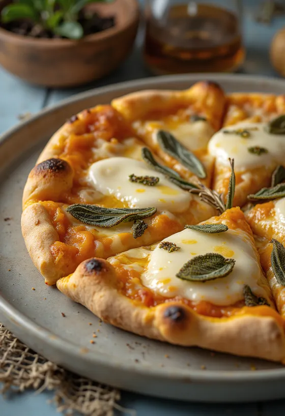 Pizza alla Zucca με ψητή κολοκύθα και μοτσαρέλα