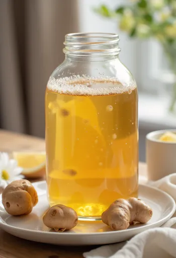 Προβιοτικό αναψυκτικό κομπούχα με τζίντζερ σε μπουκάλια