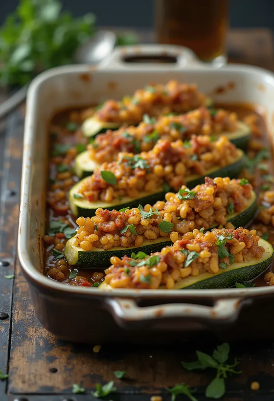 Πικάντικα γεμιστά κολοκυθάκια (vegan) σερβιρισμένα
