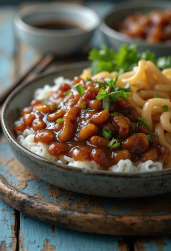 Σάλτσα Hoisin σερβιρισμένη με ασιατικά πιάτα