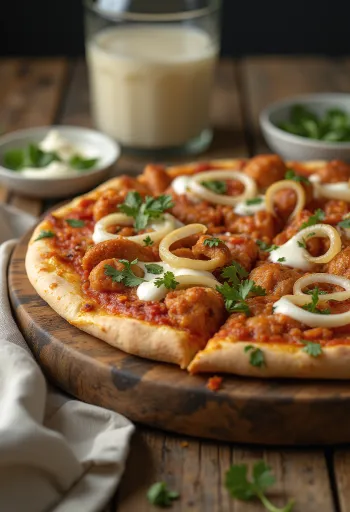 Tandoori chicken pizza με ινδικά μπαχαρικά και κόλιανδρο
