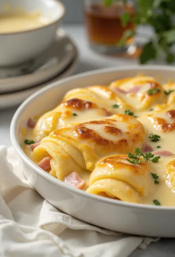 Κρέπες με μπεσαμέλ και ζαμπόν φρεσκοψημένες