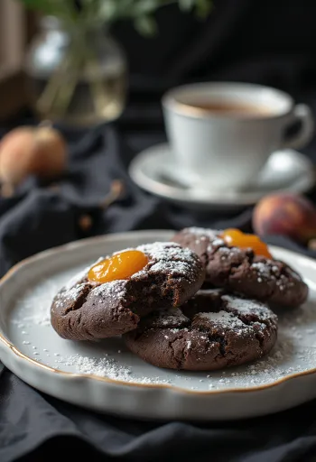 Μπισκότα λίντσερ με κακάο σερβιρισμένα