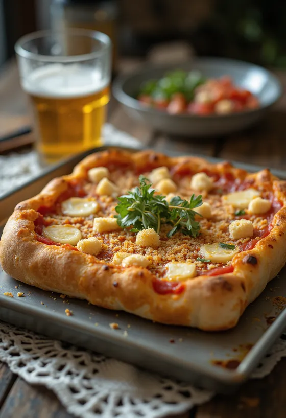 Pizza Siciliana – Από τη Σικελία, με χοντρή ζύμη και τετράγωνα κομμάτια σερβιρισμένη