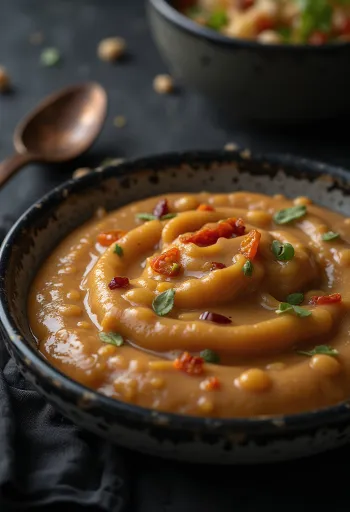 Πικάντικη σάλτσα φιστικιού σερβιρισμένη