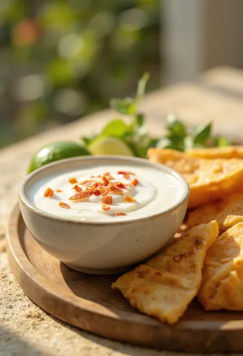 Σάλτσα γάλακτος καρύδας με λάιμ σερβιρισμένη