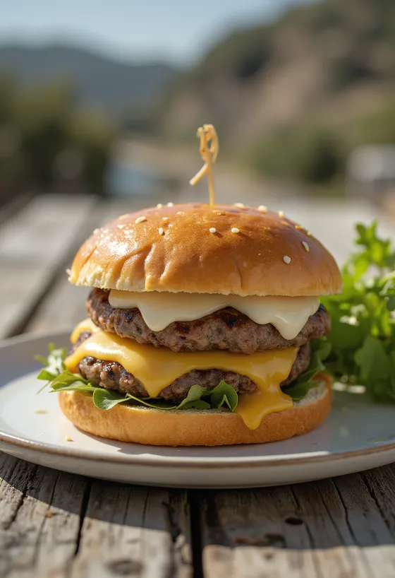 Χάμπουργκερ Monterey Jack με ζουμερό μπιφτέκι και λιωμένο τυρί Monterey Jack