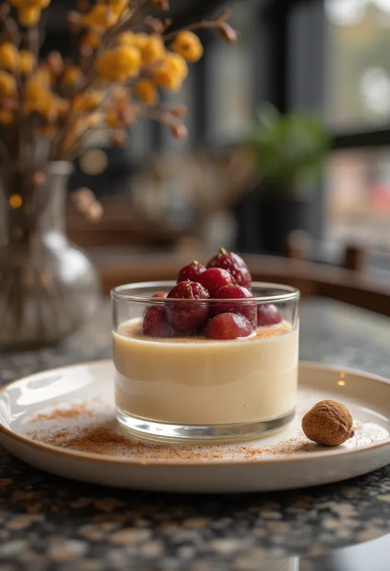 Panna cotta με δαμάσκηνο σε ποτήρι