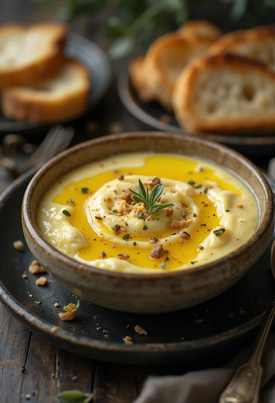 Μελιτζανοσαλάτα με απαλή και κρεμώδη υφή, σερβιρισμένη με φρέσκα μυρωδικά και ελαιόλαδο