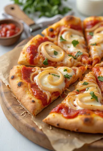 Pizza con Cipolla με κρεμμύδι και μοτσαρέλα