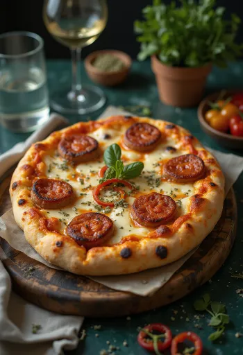 Vegán Diavola pizza με φυτικό λουκάνικο και τσίλι