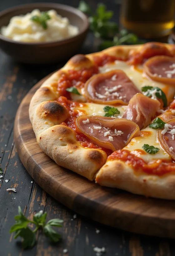 Pizza con Pancetta με πανσέτα και τυρί