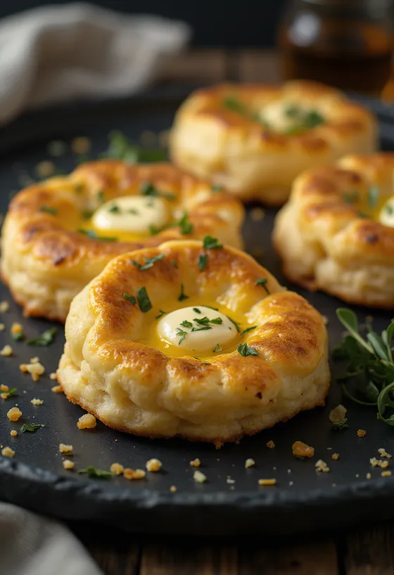 Crumpet με σκόρδο χρυσοκαφέ, μαλακά γλυκίσματα