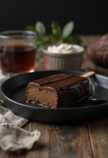 Σπιτικό παγωτό Magnum Double Chocolate με διπλή επικάλυψη σοκολάτας, σε ρουστίκ φόντο