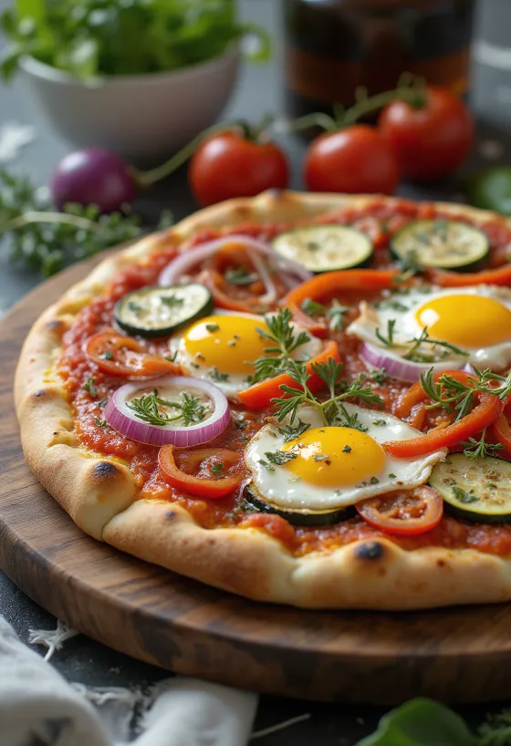 Pizza del Contadino με ψητά λαχανικά και μοτσαρέλα
