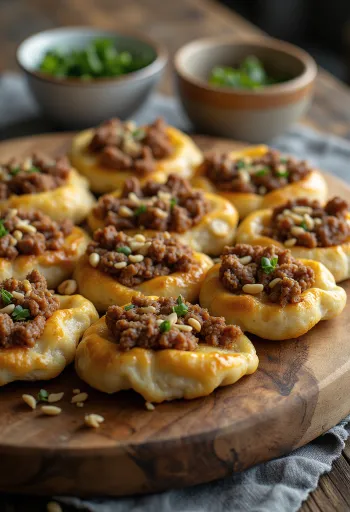 Sfiha σερβιρισμένο με φρέσκο μαϊντανό και σαλάτα