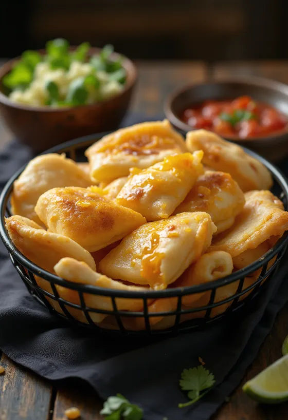 Sopaipilla Νέου Μεξικού με τυρί, σερβιρισμένη με γιαούρτι