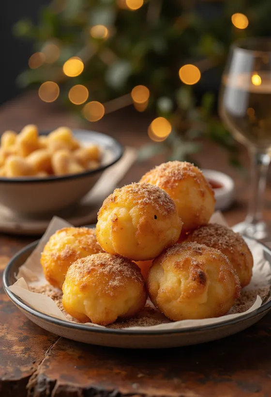 Zeppole με ζάχαρη και κανέλα, ροδοψημένα, σε σκόνη