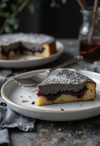 Κλασική τούρτα παπαρουνόσπορου σερβιρισμένη